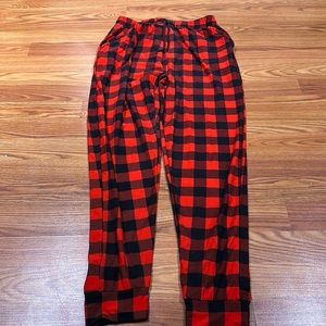 red and black plaid joggers